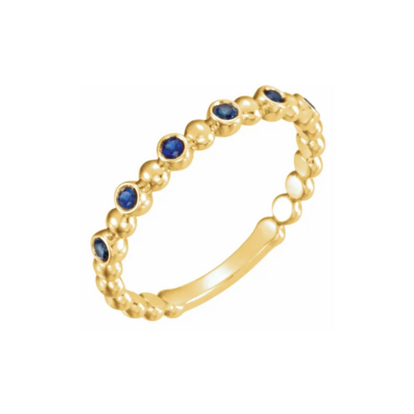 14K Beaded Stacking Birthstone Ring