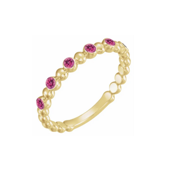 14K Beaded Stacking Birthstone Ring - Image 28