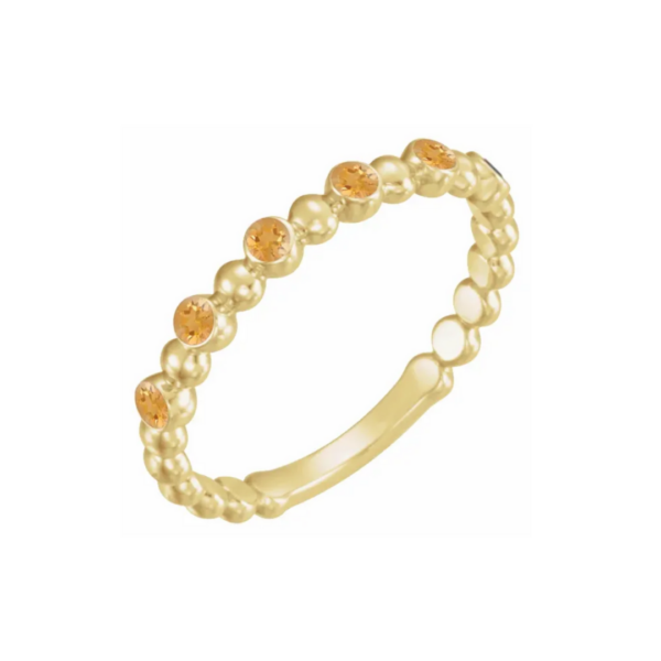 14K Beaded Stacking Birthstone Ring - Image 27