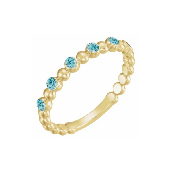 14K Beaded Stacking Birthstone Ring - Image 26
