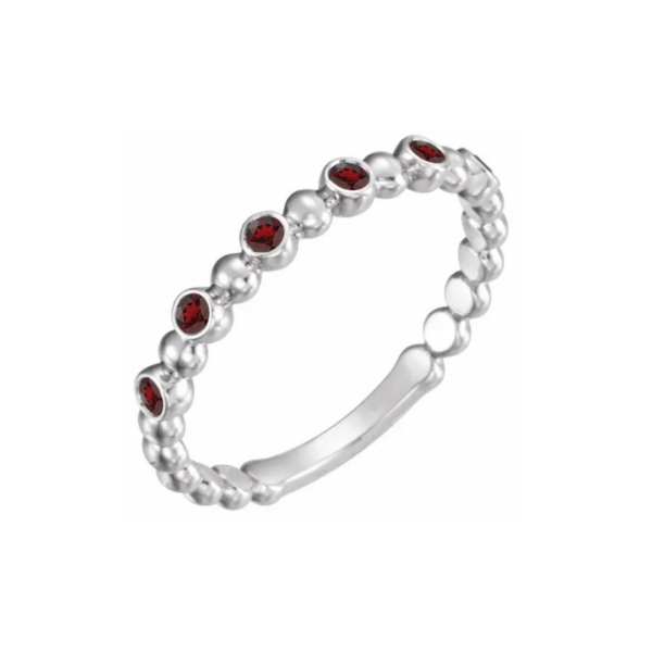 14K Beaded Stacking Birthstone Ring - Image 25