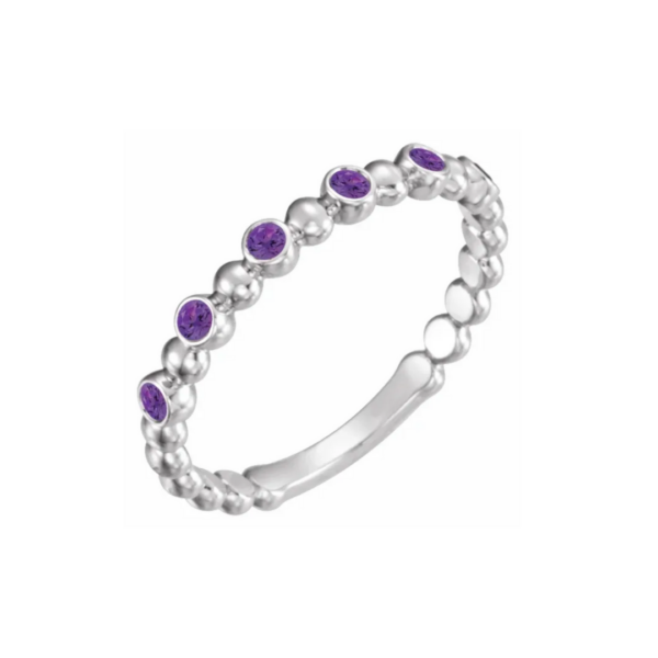 14K Beaded Stacking Birthstone Ring - Image 24