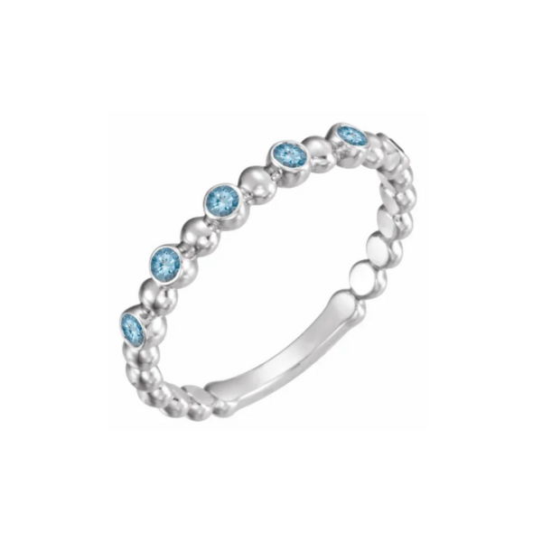 14K Beaded Stacking Birthstone Ring - Image 23