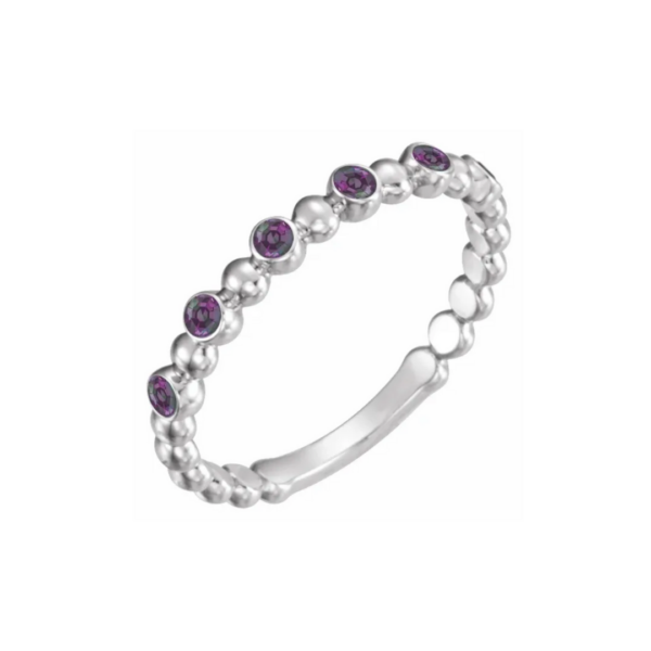 14K Beaded Stacking Birthstone Ring - Image 20