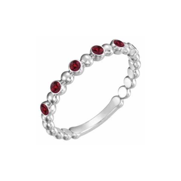 14K Beaded Stacking Birthstone Ring - Image 18