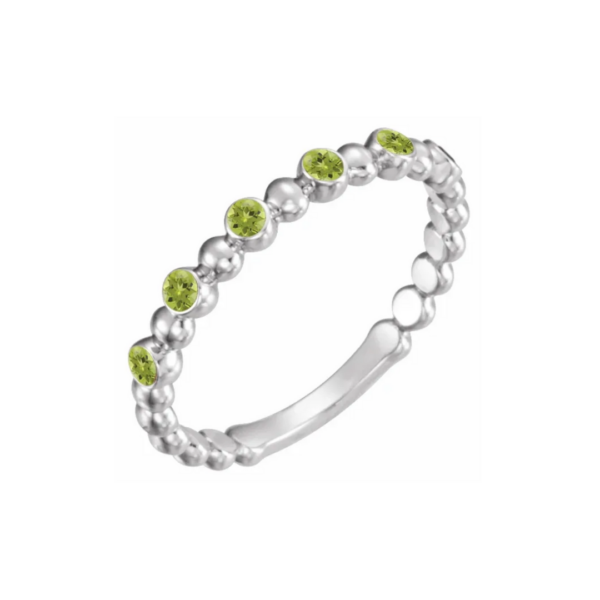 14K Beaded Stacking Birthstone Ring - Image 19