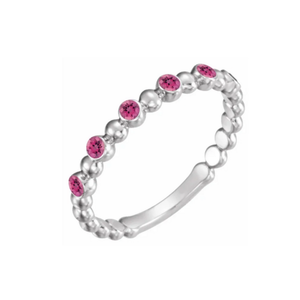 14K Beaded Stacking Birthstone Ring - Image 16