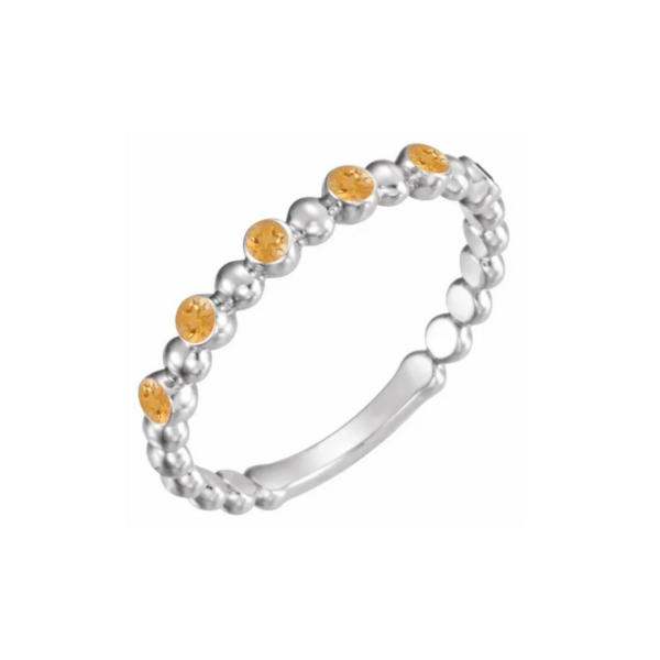 14K Beaded Stacking Birthstone Ring - Image 15