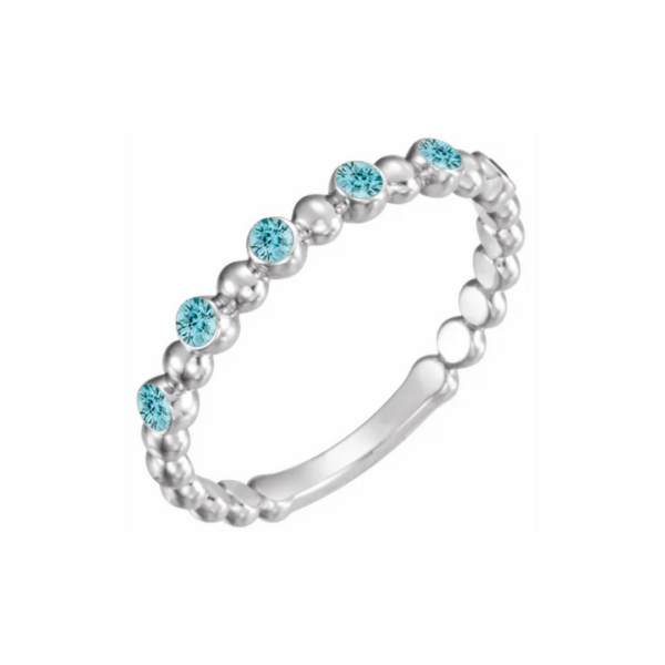 14K Beaded Stacking Birthstone Ring - Image 14