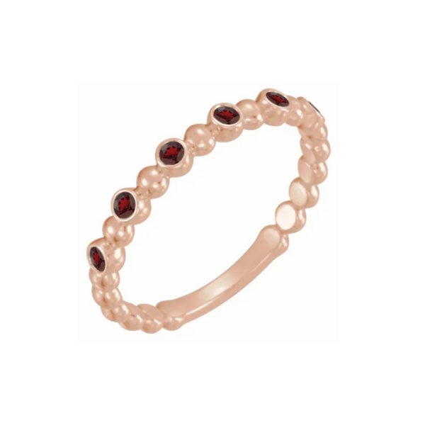 14K Beaded Stacking Birthstone Ring - Image 13