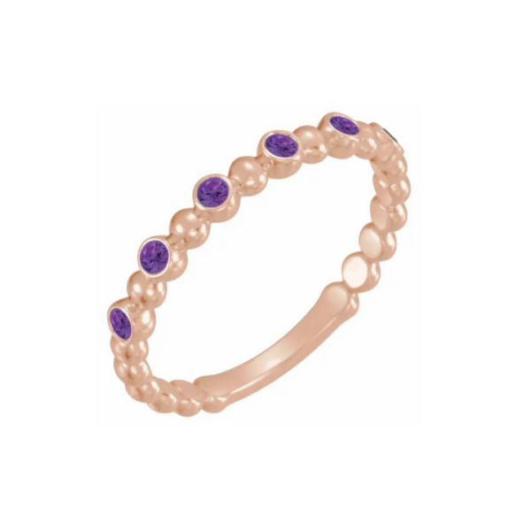 14K Beaded Stacking Birthstone Ring - Image 12