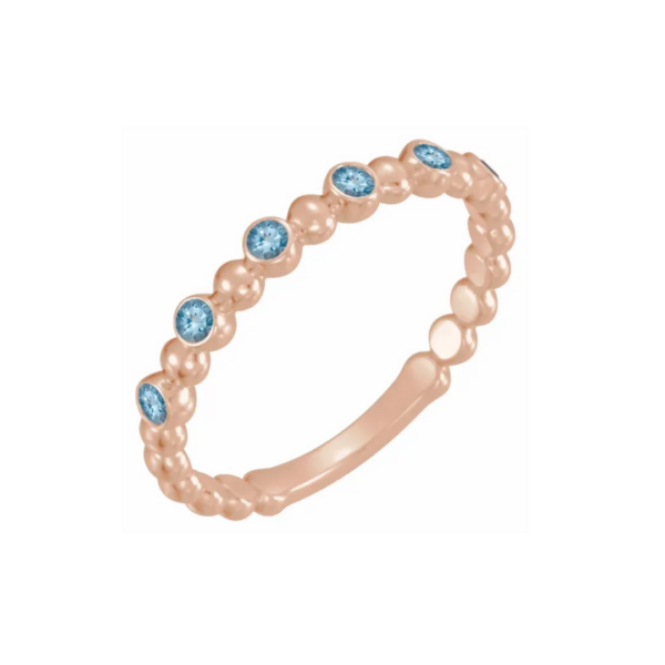14K Beaded Stacking Birthstone Ring - Image 11