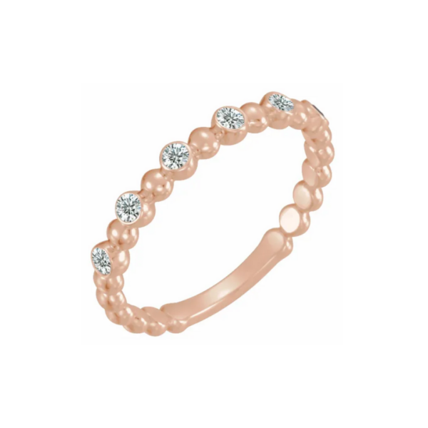 14K Beaded Stacking Birthstone Ring - Image 10