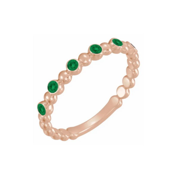 14K Beaded Stacking Birthstone Ring - Image 9