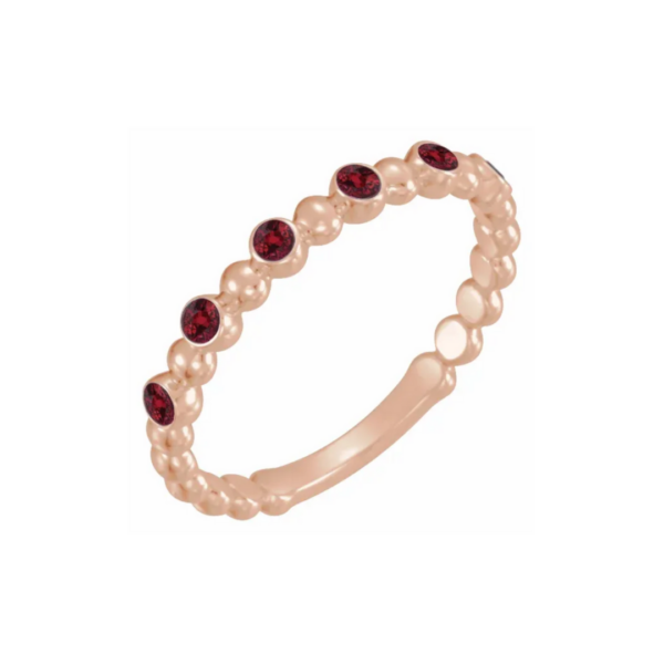 14K Beaded Stacking Birthstone Ring - Image 7