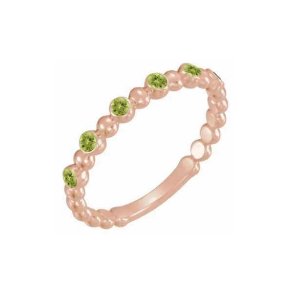 14K Beaded Stacking Birthstone Ring - Image 6