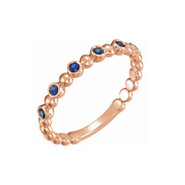 14K Beaded Stacking Birthstone Ring - Image 5