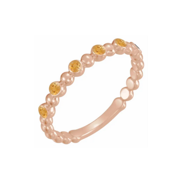 14K Beaded Stacking Birthstone Ring - Image 3