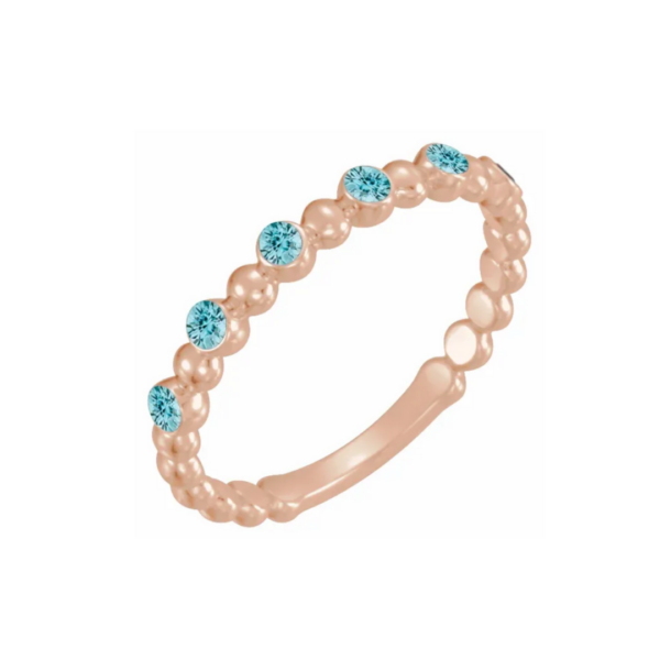14K Beaded Stacking Birthstone Ring - Image 4