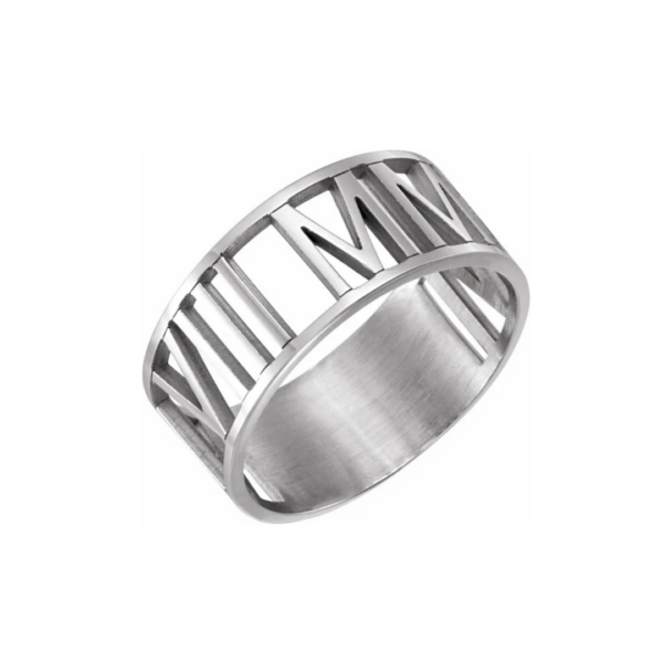 10K Pierced Roman Numeral Date Ring - Image 2