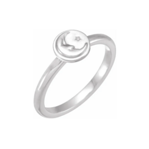 Sterling Silver Moon & Star Ring