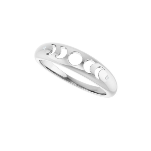 Sterling Silver .015 CTW Natural Diamond Moon Phase Ring - Image 2