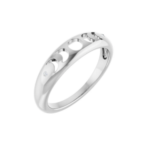 Sterling Silver .015 CTW Natural Diamond Moon Phase Ring