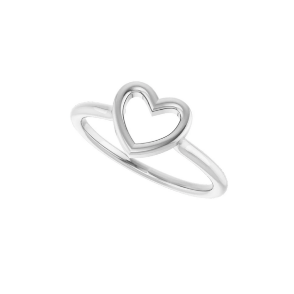 Sterling Silver Open Heart Ring - Image 2