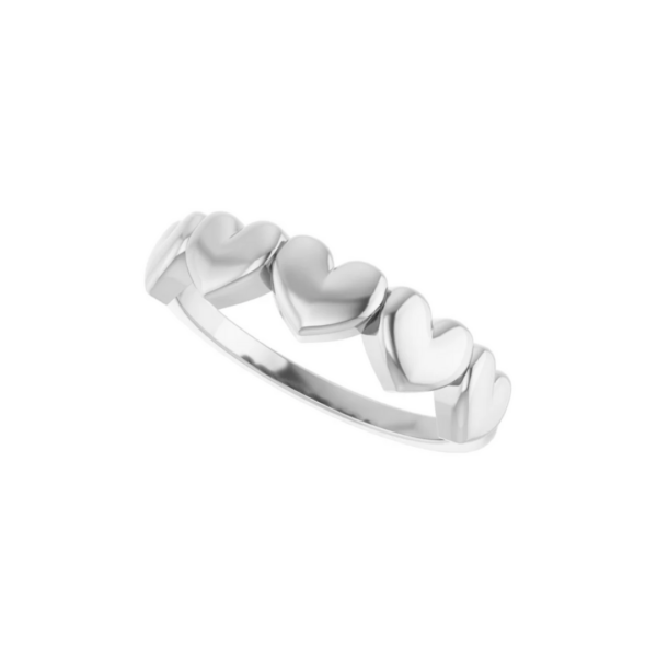 Sterling Silver Five Heart Ring - Image 2