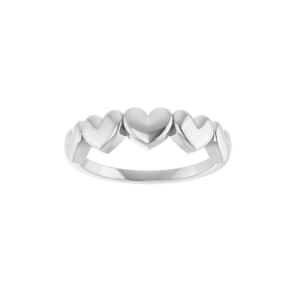 Sterling Silver Five Heart Ring - Image 3