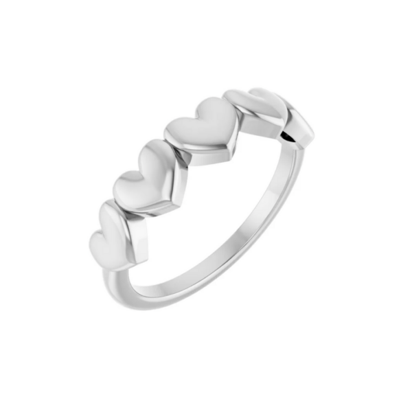Sterling Silver Five Heart Ring