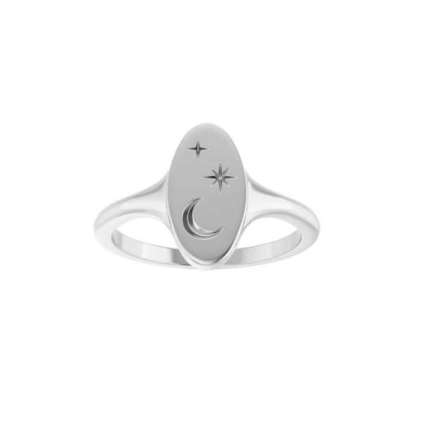 Sterling Silver Moon & Star Signet Ring - Image 4