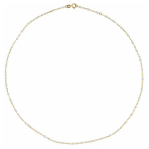 14K Yellow Gold and Clear Enamel Bead Necklace