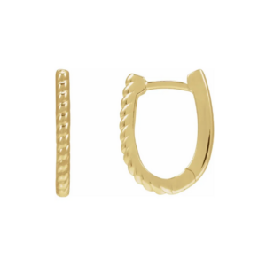 14K Oval Rope Hoop Earrings