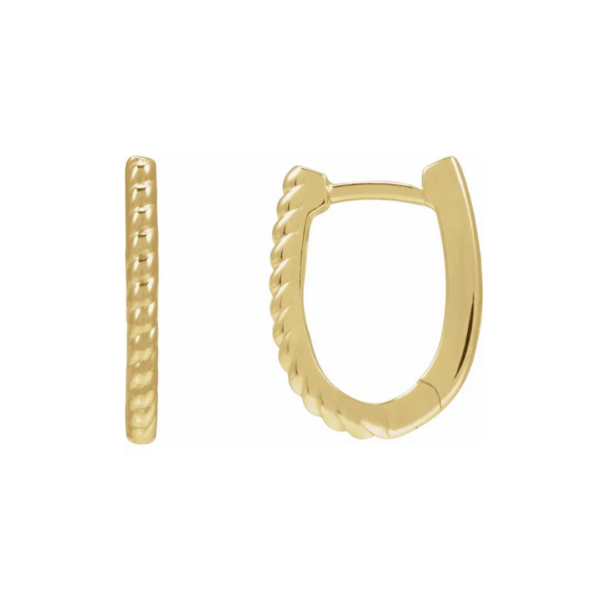 14K Oval Rope Hoop Earrings
