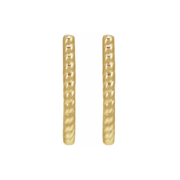 14K Oval Rope Hoop Earrings - Image 5