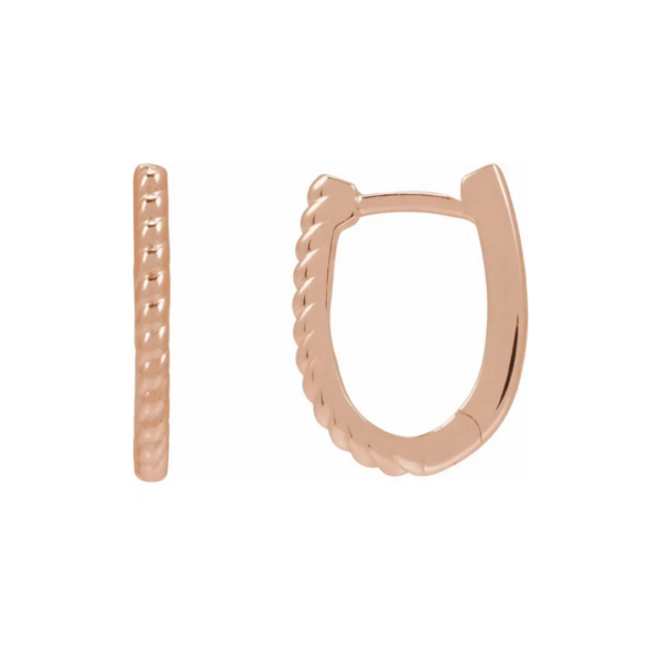 14K Oval Rope Hoop Earrings - Image 3