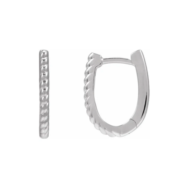 14K Oval Rope Hoop Earrings - Image 2