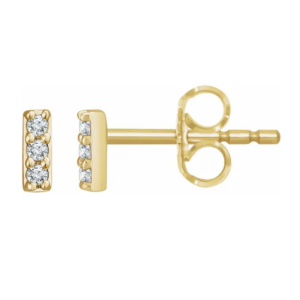 14K Gold and .05 CTW Lab-Grown Diamond Bar Earrings
