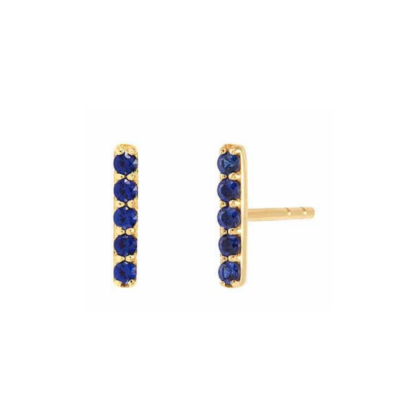 14K Gold and Sapphire Bar Earrings