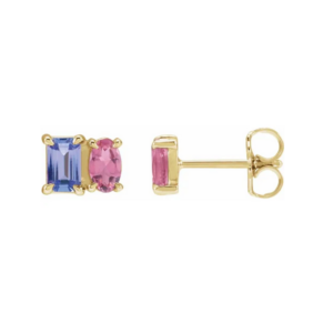 14K Yellow Gold Two-Stone Stud Earrings