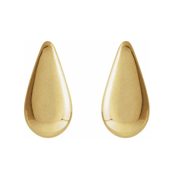 14K Gold Teardrop Stud Earrings - Image 3
