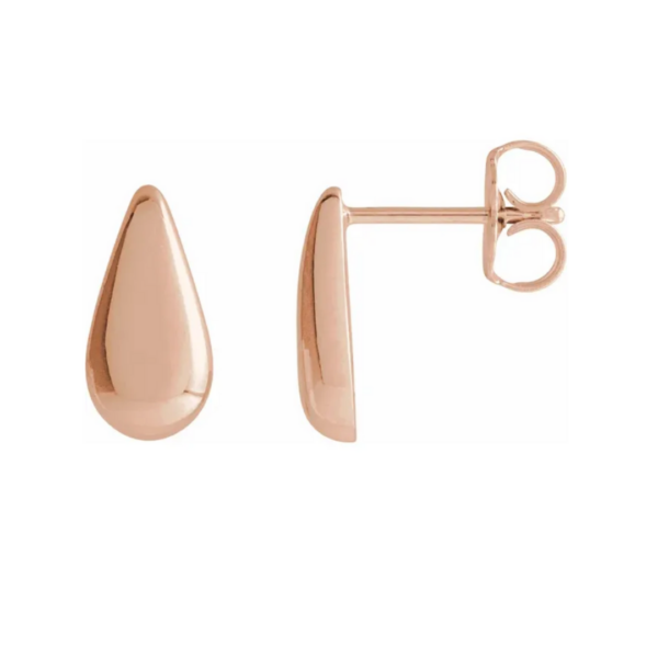 14K Gold Teardrop Stud Earrings - Image 5
