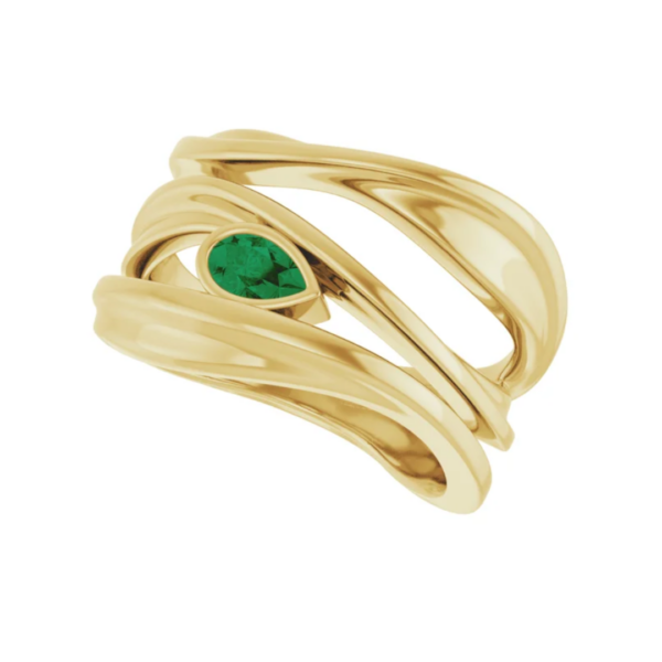 10K Yellow Gold Pear Bezel-Set Negative Space Ring - Image 3