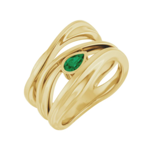 10K Yellow Gold Pear Bezel-Set Negative Space Ring