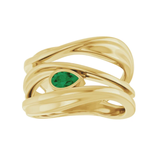 10K Yellow Gold Pear Bezel-Set Negative Space Ring - Image 4