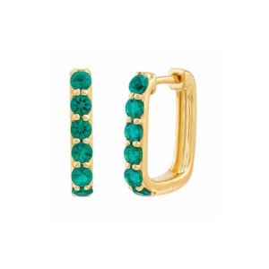 10K Gold & Emerald-Set Huggie Hoop Earrings