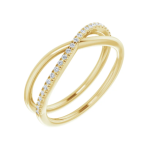 14K Gold 1/8 CTW Diamond Criss-Cross Ring